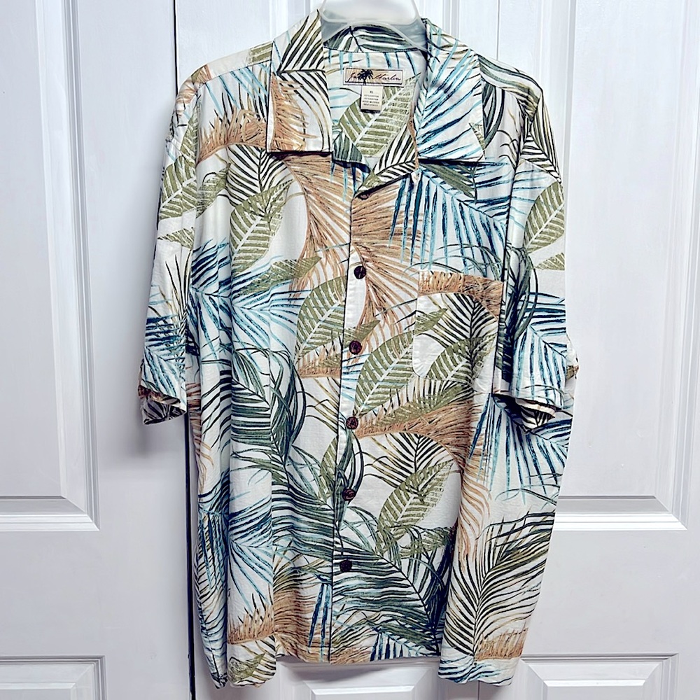 Joe Marlin Multi Color Tropical Fern Print Pocket Shirt Size XL